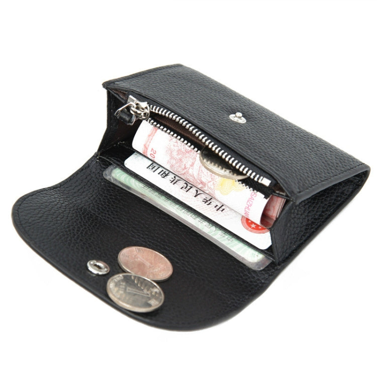 Short Mini Slim Top-grain Leather Wallet Card Bag Zip Coin Pocket