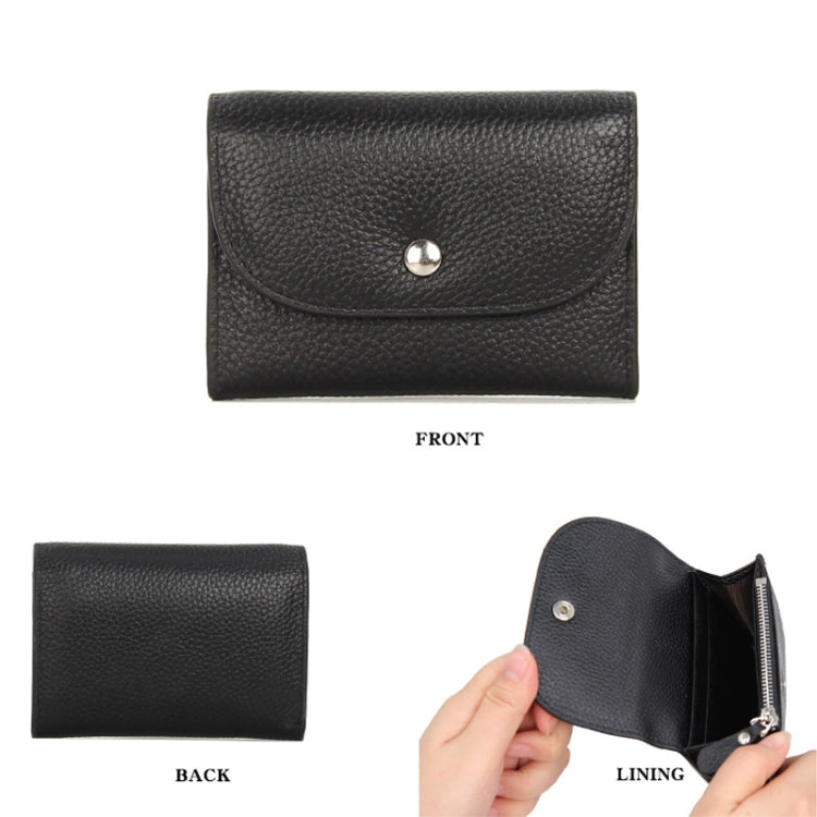 Short Mini Slim Top-grain Leather Wallet Card Bag Zip Coin Pocket