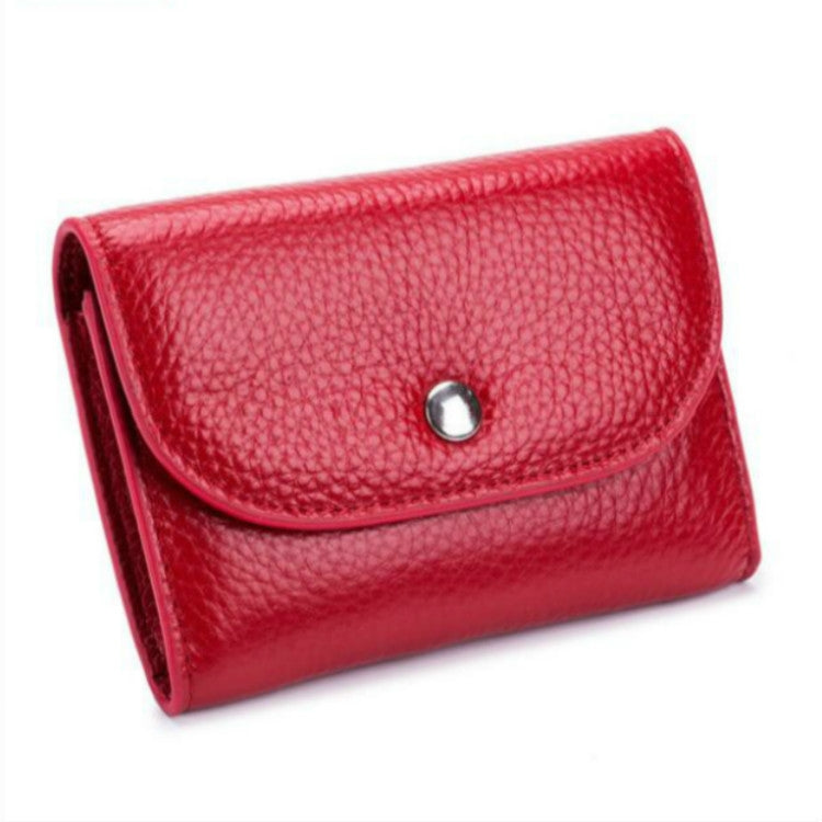Short Mini Slim Top-grain Leather Wallet Card Bag Zip Coin Pocket