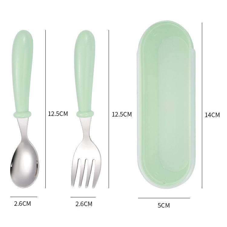 3 PCS/ Set 304 Stainless Steel Spoon and Fork Box Cute Baby Kindergarten Tableware Set