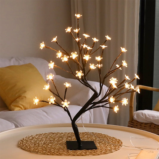 Cherry Tree Lamp Table Lamp Room Layout Decoration Creative Bedside Night Light Gift, 24 Lights Bauhinia Black Tree, 36 Lights Bauhinia Black Tree, 48 Lights Bauhinia Black Tree, 24 Lights Fiber Optic Black tree, 36 Lights Fiber Optic Black tree