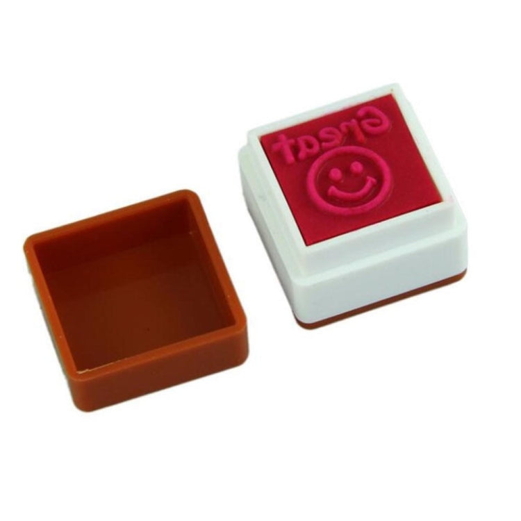 24 PCS / Box Teacher Comments Cartoon Plastic Square Stamps Colorful Pattern Children Toy Stamps