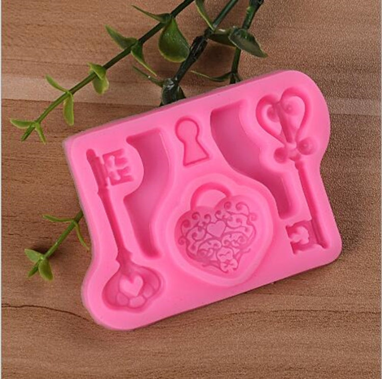 2 PCS Food Love Lock Key Fondant Silicone Mold DIY Baking Cake Decoration Tool