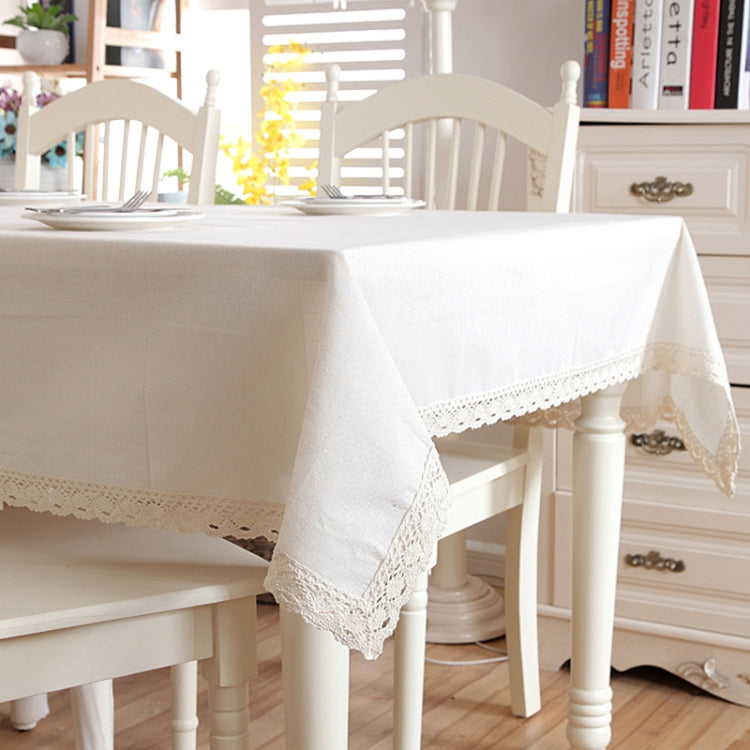 Linen Cotton Thicken Tablecloth Hem Splice Washable Coffee Dinner Table Cloth for Wedding Banquet