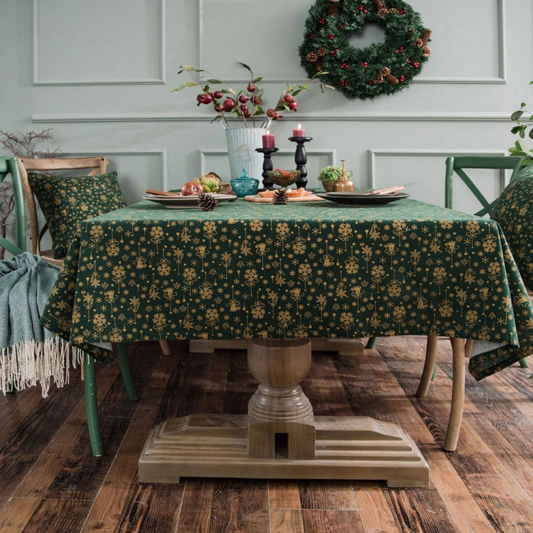Linen Cotton Christmas Party Tablecloth Rectangle Bronzing Dinning Table Cover