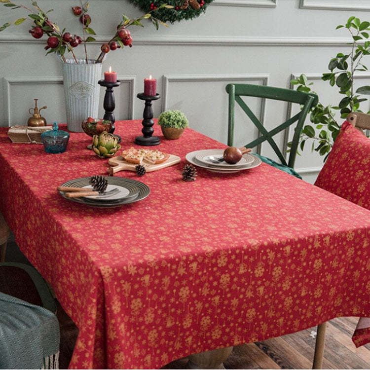 Linen Cotton Christmas Party Tablecloth Rectangle Bronzing Dinning Table Cover