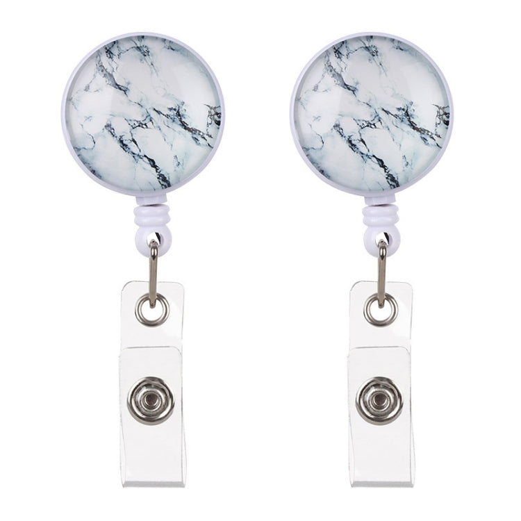 2 PCS Night Starry Sky Marble Crack Puller Retractable Buckle Lanyard Business Key Buckle Card Holder