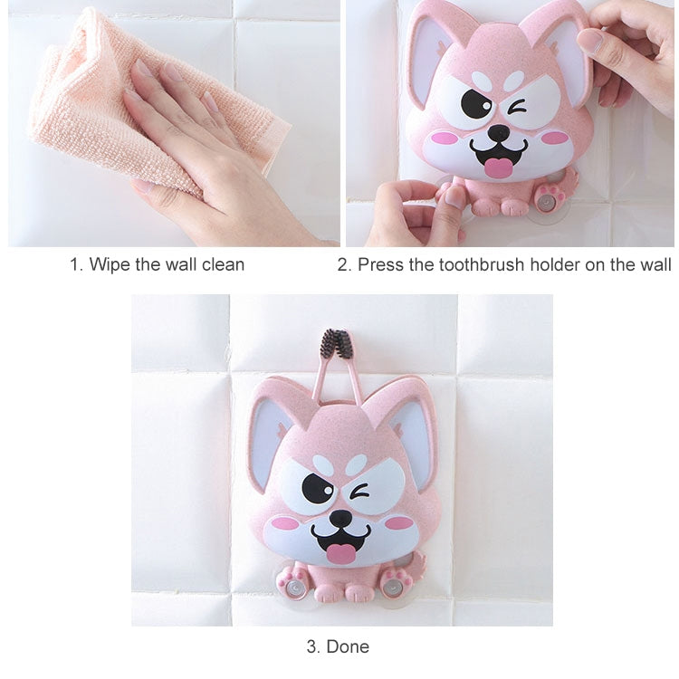 Cartoon Dog Suction Wall Toothbrush Toothpaste Shelf, Size:16x14x5cm