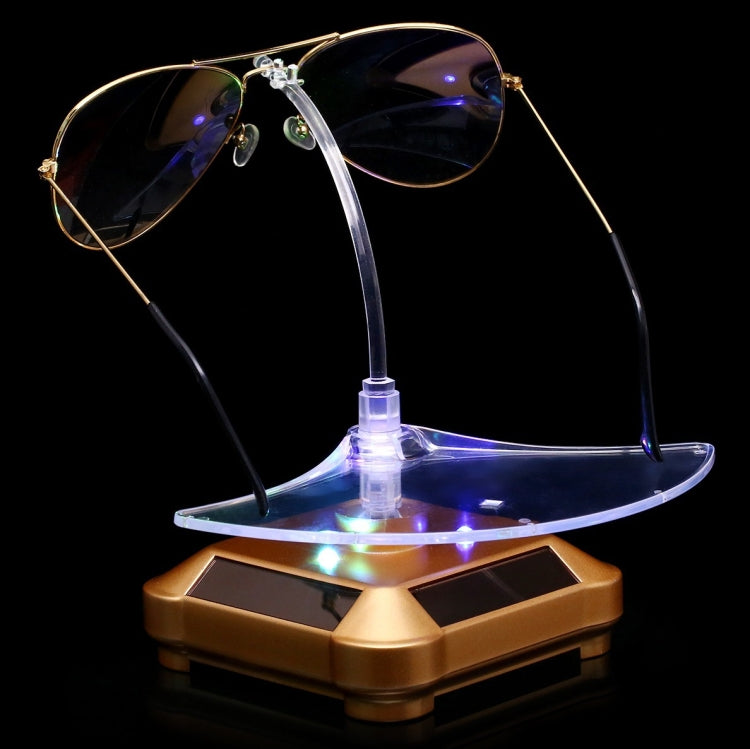Solar 360 Degree Rotating Turntable Colorful Lights Glasses Display Stand