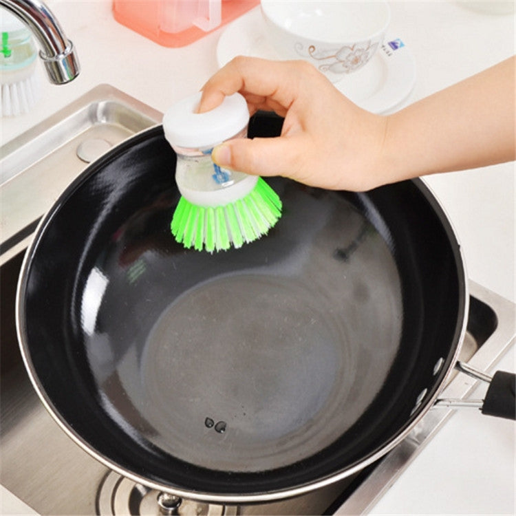 2 PCS Kitchen Washing Utensils Pot Dish Brush With Washing Up Liquid Soap Dispenser, Random Color Delivery