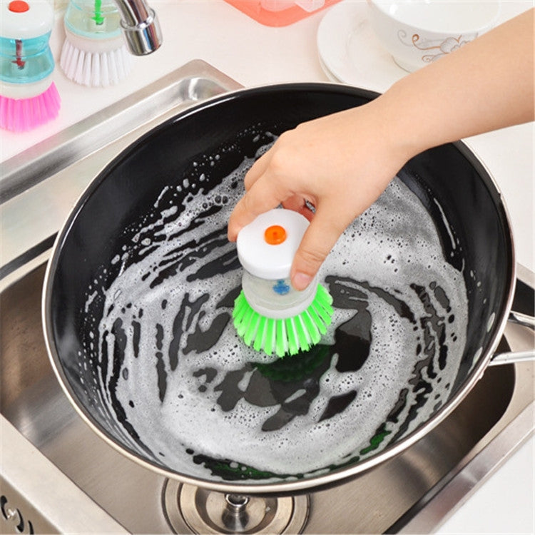 2 PCS Kitchen Washing Utensils Pot Dish Brush With Washing Up Liquid Soap Dispenser, Random Color Delivery