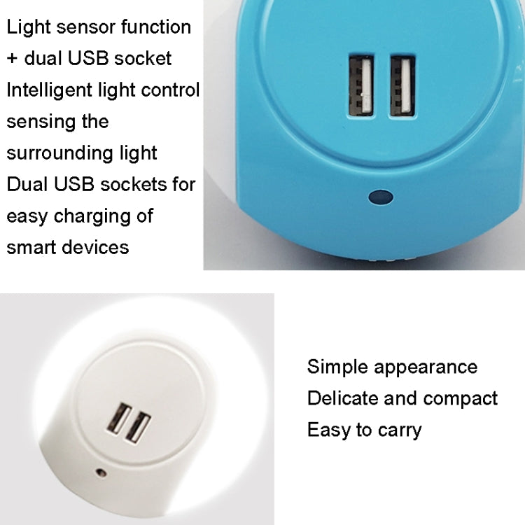 A78B LED Night Light With USB Port Intelligent Light Control Sensor Light