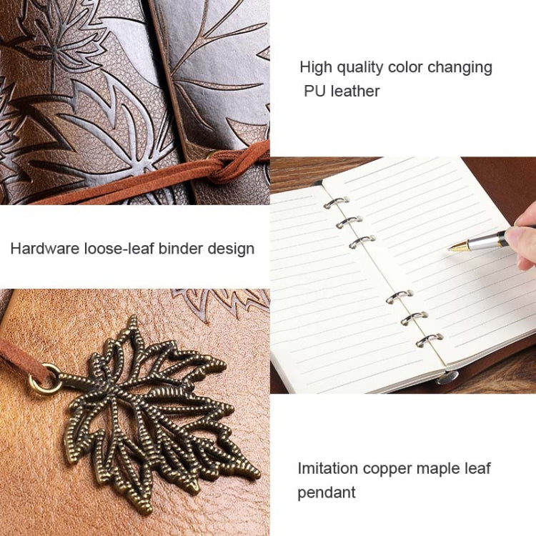 PU Maple Retro Straps Handbook Loose-leaf Notebook, A7, A6