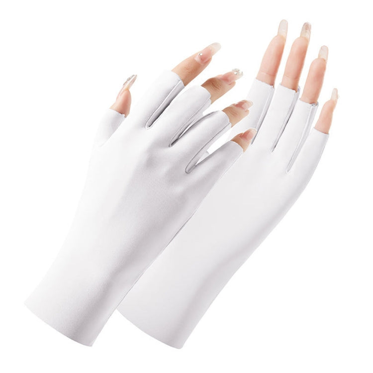 Ladies Sunscreen Gloves Half Finger Ice Silk Gloves,Style: