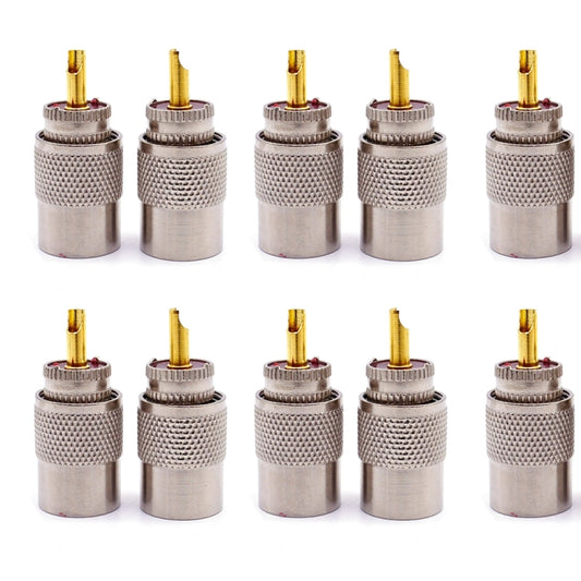 10pcs UHF Male PL259 Connector RG8 / RG58 Cable Lug Antenna Connector