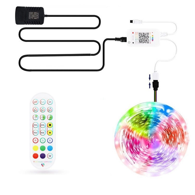 Bluetooth Suit Smart Music Sound Control Light Strip Waterproof 5050 RGB Colorful Atmosphere LED Light Strip With 24-Keys Remote Control