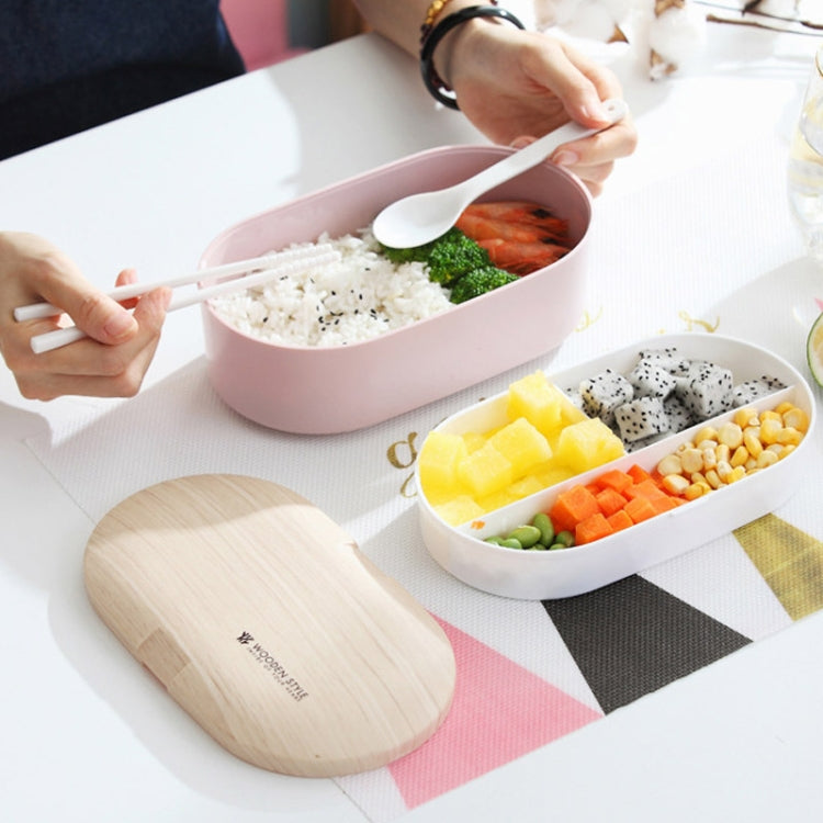 Oval Simple Lunch Box Wooden Sushi Sealed Leak-proof Lunch Box with Cutlery
