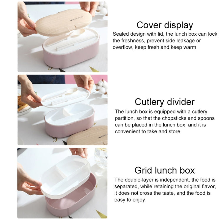 Oval Simple Lunch Box Wooden Sushi Sealed Leak-proof Lunch Box with Cutlery