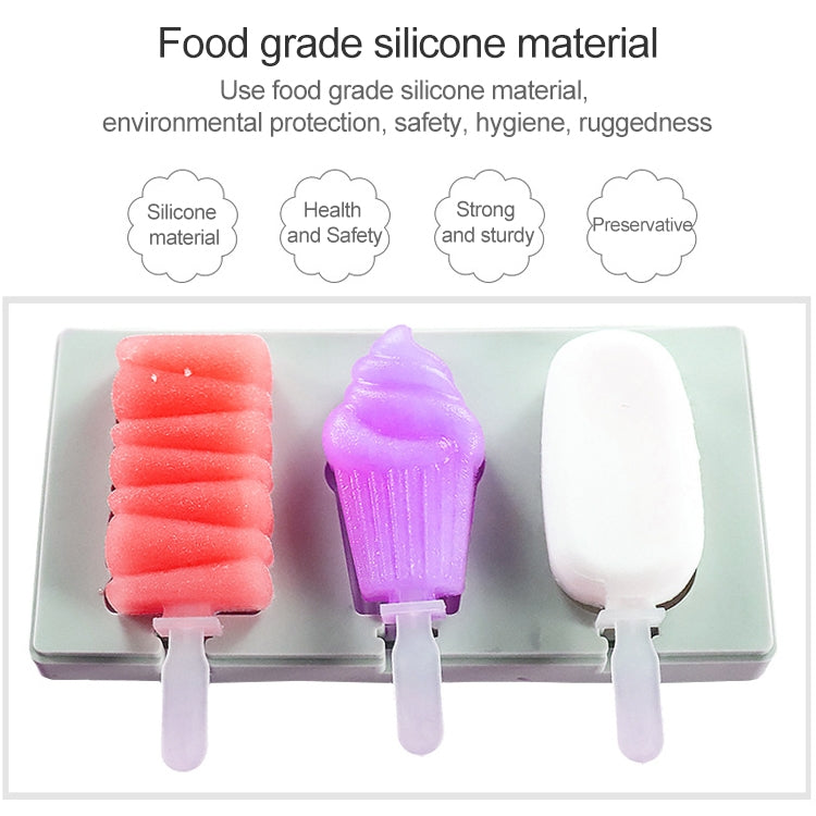 Silicone Cartoon Homemade Handmade DIY Ice Cream Popsicle Mould with Lid, Color Random Delivery