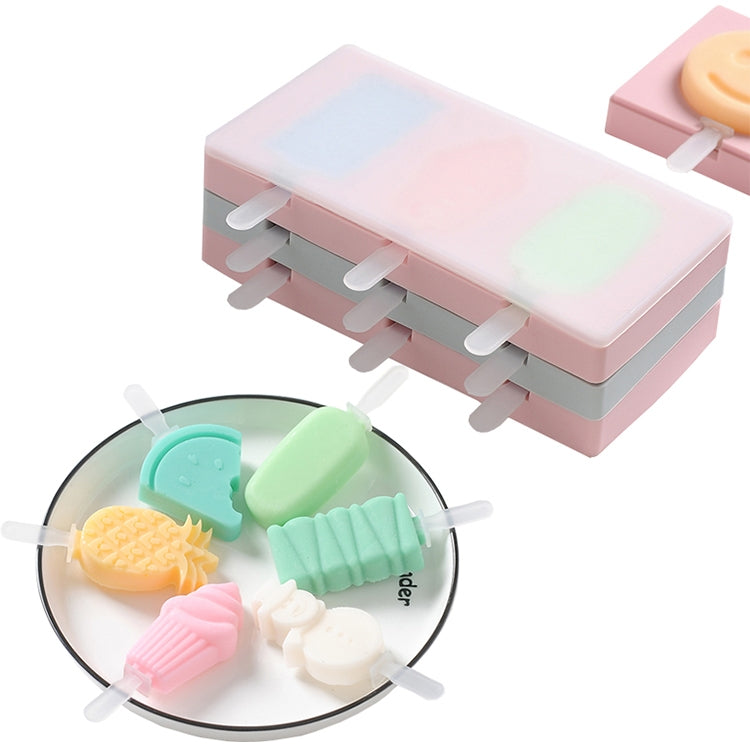 Silicone Cartoon Homemade Handmade DIY Ice Cream Popsicle Mould with Lid, Color Random Delivery