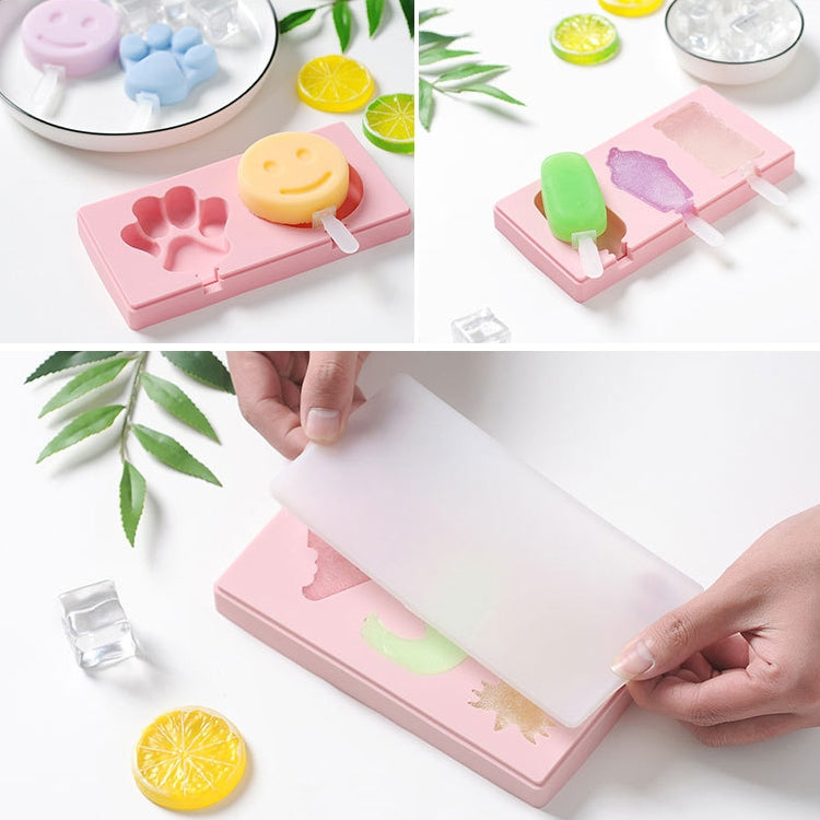 Silicone Cartoon Homemade Handmade DIY Ice Cream Popsicle Mould with Lid, Color Random Delivery