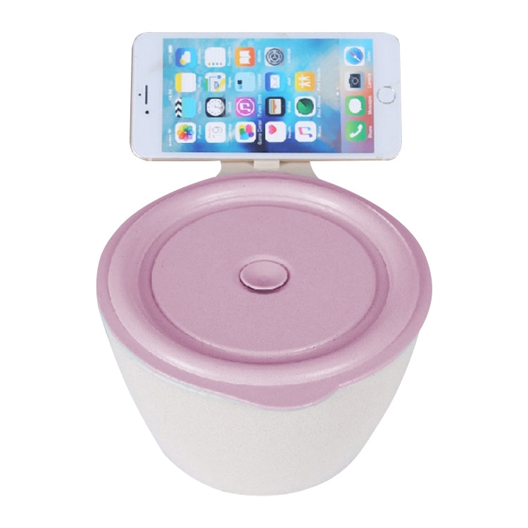 Wheat Fiber Instant Noodle Bowl Creative and Convenient Sealed Lunch Box with Mobile Phone Holder