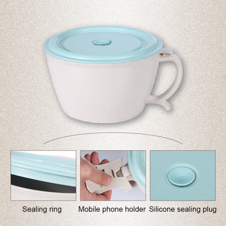 Wheat Fiber Instant Noodle Bowl Creative and Convenient Sealed Lunch Box with Mobile Phone Holder