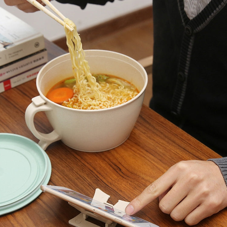 Wheat Fiber Instant Noodle Bowl Creative and Convenient Sealed Lunch Box with Mobile Phone Holder