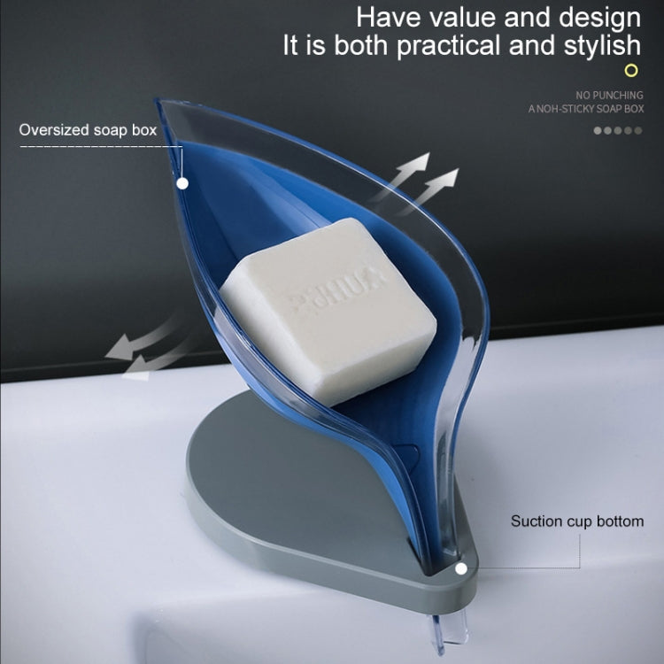 5 PCS Creative Bathroom Free Punching Sucker Transparent Leaf Drain Soap Storage Box