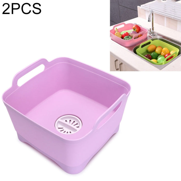2 PCS Multifunctional Mobile Sink Kitchen Plastic Vegetable Washing Basket Fruit And Vegetable Storage Drain Basket