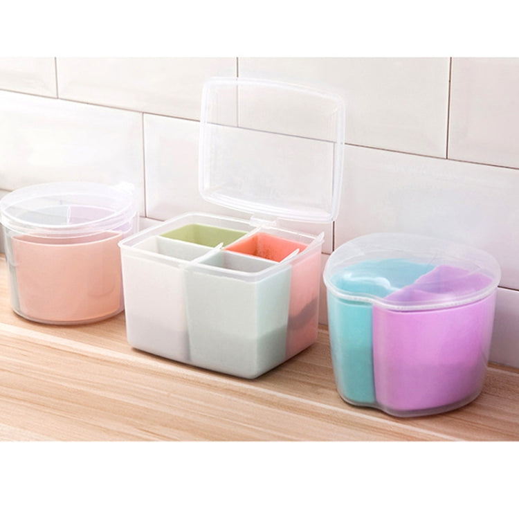 Household Kitchen Split Combined Fresh Box Three Grid Spice Box with Spoon