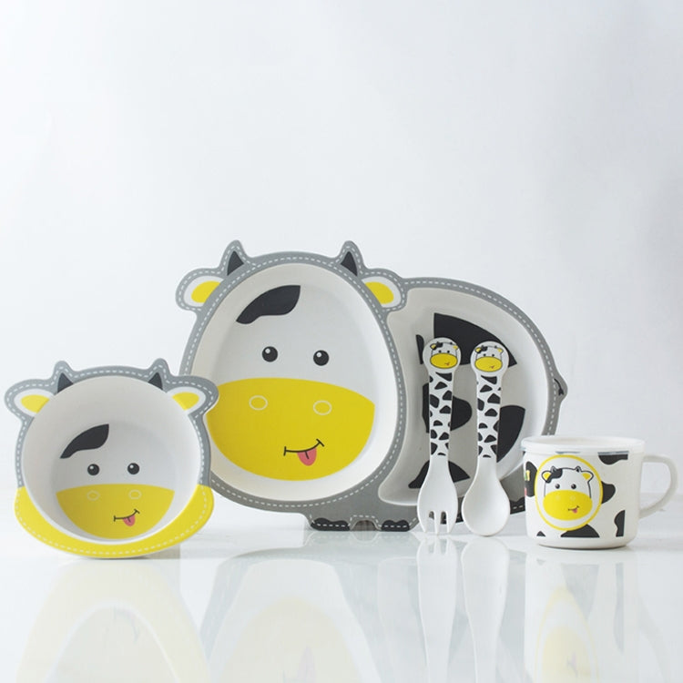 Bamboo Fiber Children Tableware Set Household Cute Cartoon Baby Food Supplement Plate Set