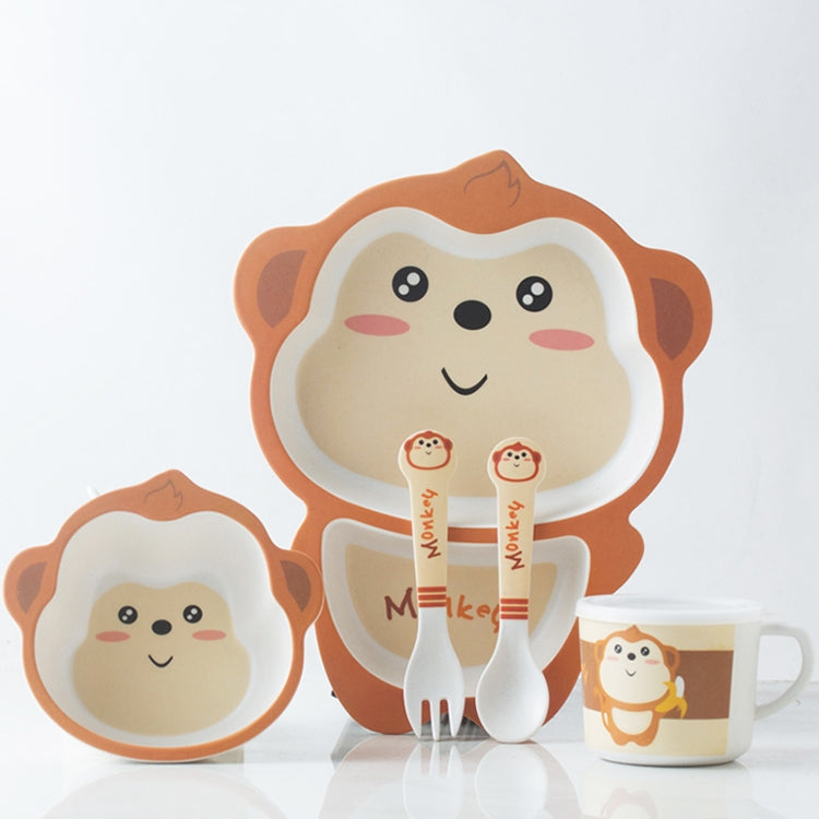 Bamboo Fiber Children Tableware Set Household Cute Cartoon Baby Food Supplement Plate Set