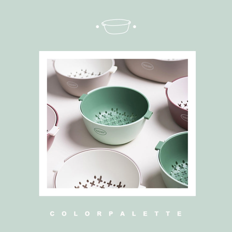 Kitchen Rice Pan Double-dish Vegetable Drain Basket Plastic Fruit Basket