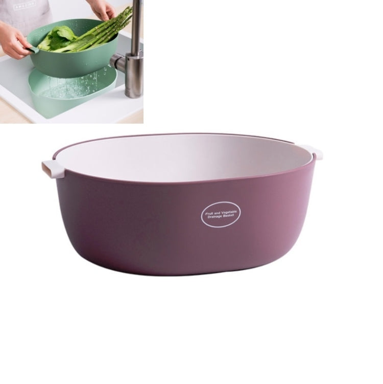 Kitchen Rice Pan Double-dish Vegetable Drain Basket Plastic Fruit Basket
