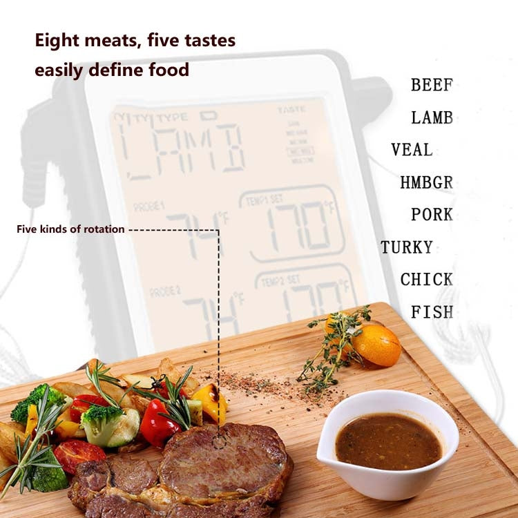 CH-212 Dual Probe Color Screen Smart Alarm Grill Kitchen Thermometer