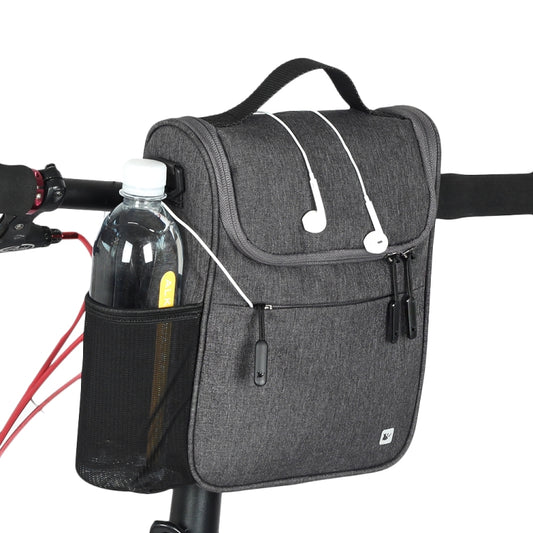 Rhinowalk Bicycle Front Bag Large Capacity Multi-function Handle Bag Folding Bike Electric Bicycle Bag, Dark Gray, Light Rose Red, Full Black
