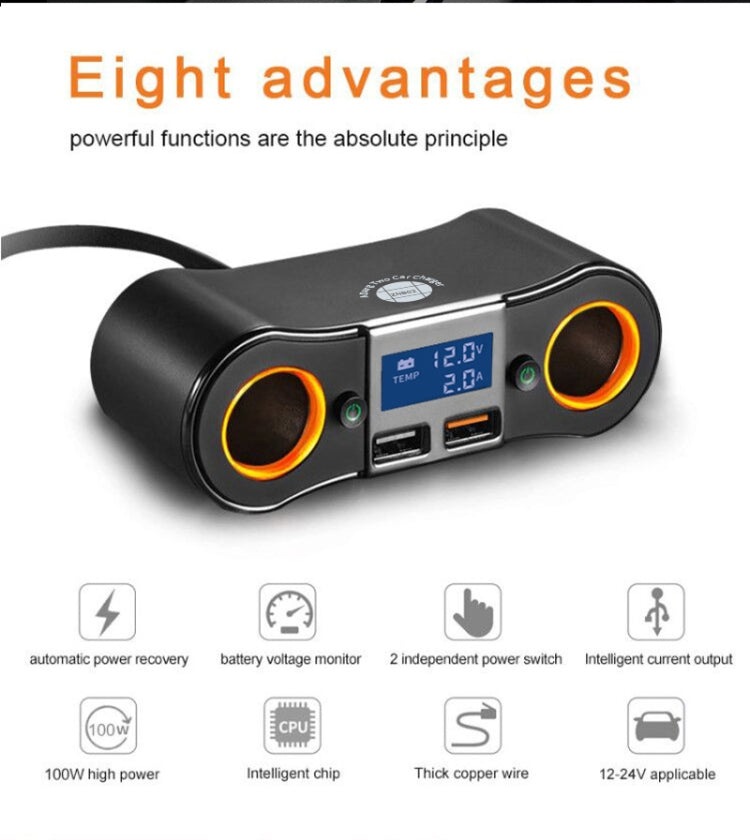 ZNB02 Car Charger Dual USB Car Cigarette Lighter