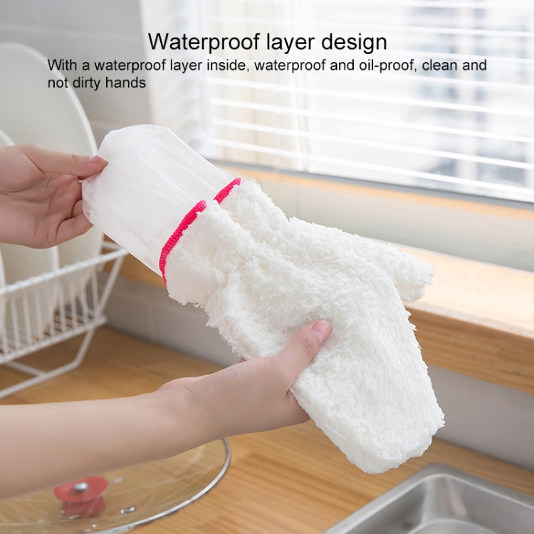 10 PCS Bamboo Fiber Household Non-stick Oil Dishwashing Gloves Kitchen Cleaning Waterproof Gloves