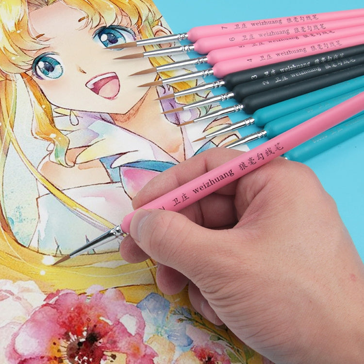 WeiZhuang Hook Line Pen Painting Hand-painted Watercolor Wolf Mint Hook Line Pen Painting Stroke Thin Line Brush