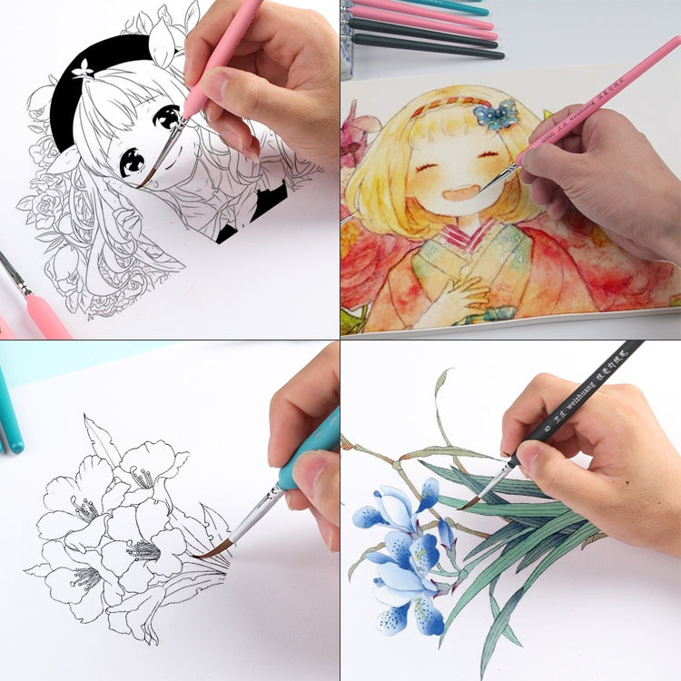 WeiZhuang Hook Line Pen Painting Hand-painted Watercolor Wolf Mint Hook Line Pen Painting Stroke Thin Line Brush