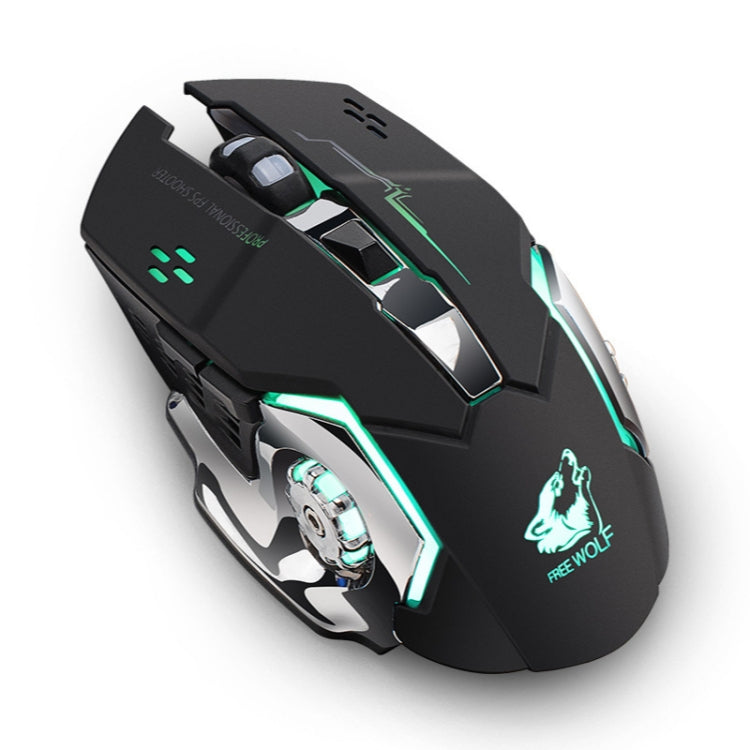 FREEDOM-WOLF X8 2400 DPI 6 Keys 2.4G Wireless Charging Silent Luminous Gaming Mechanical Mouse