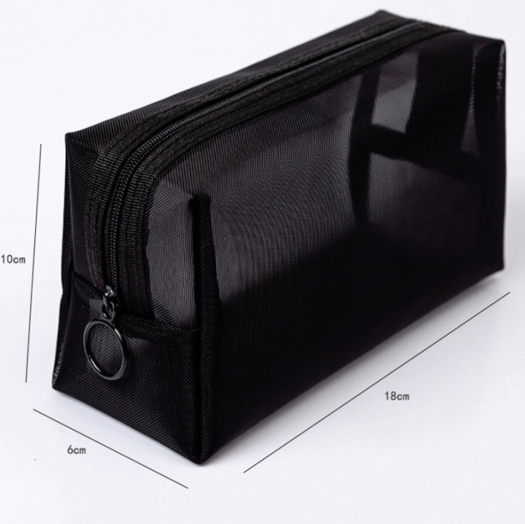 Black Transparent Mesh Cosmetic Bag Three-piece Large Capacity Travel Cosmetic Storage Bag