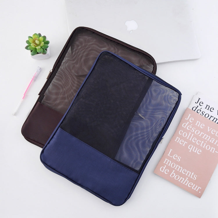 Translucent Mesh Zipper File Bag Special Stationery Storage Bag For Student Exams Random Colour