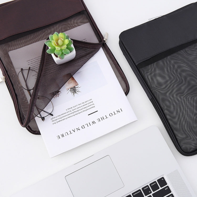 Translucent Mesh Zipper File Bag Special Stationery Storage Bag For Student Exams Random Colour