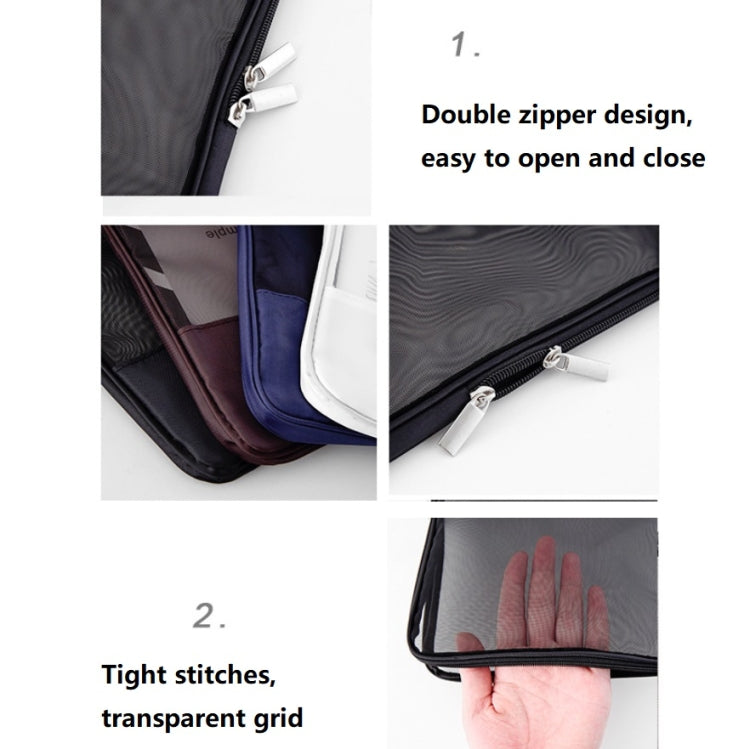 Translucent Mesh Zipper File Bag Special Stationery Storage Bag For Student Exams Random Colour