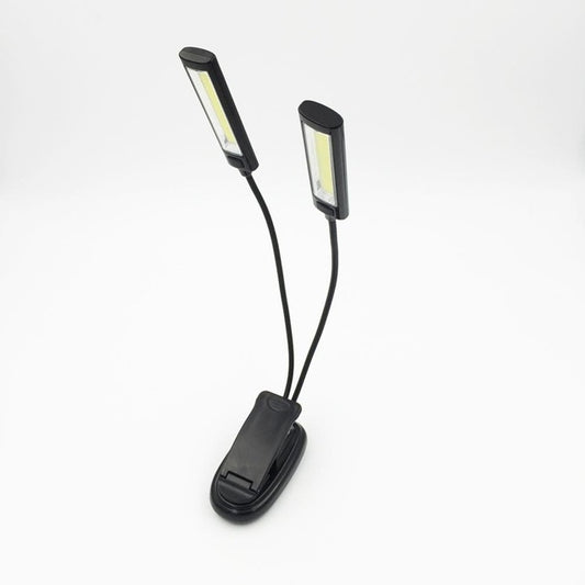 Portable Dual Flexible Arms COB LED Clip Camping Light Reading Desk Laptop Music Stand Lamp