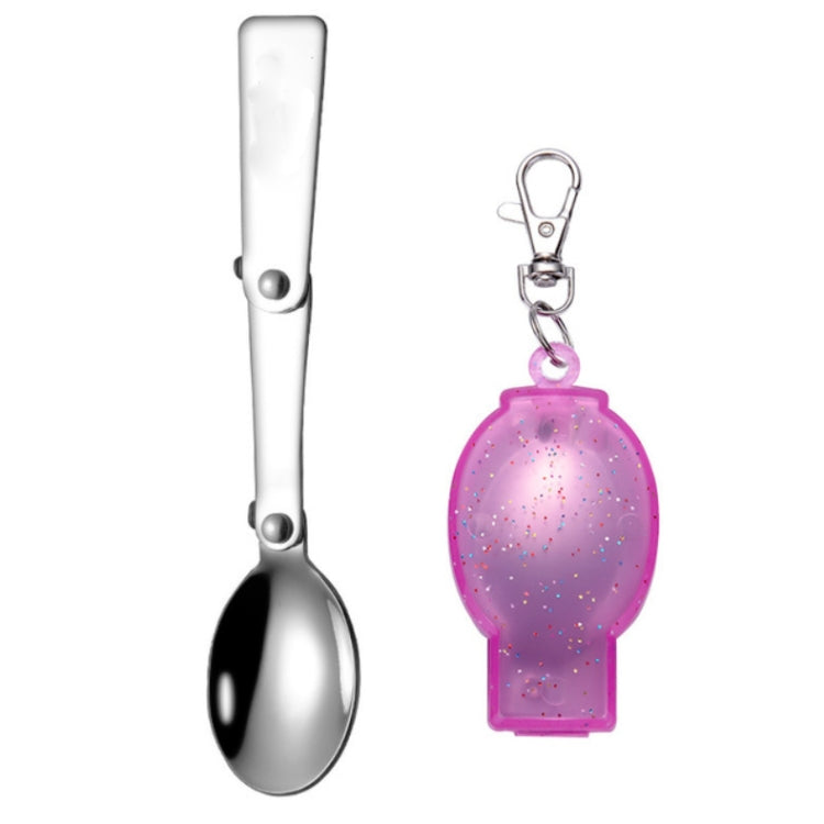 2PCS Stainless Steel Folding Fork Spoon Integrated Dual-use Picnic Portable Tableware, Random Color Delivery