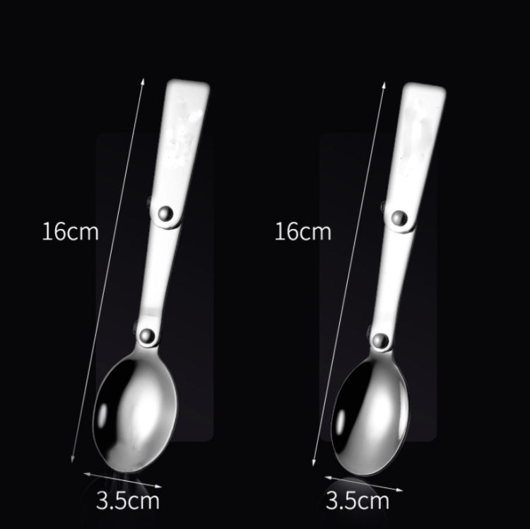 2PCS Stainless Steel Folding Fork Spoon Integrated Dual-use Picnic Portable Tableware, Random Color Delivery