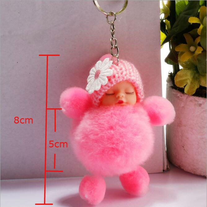 Sleeping Baby Doll Ball Key Chain Car Keyring Holder Bag Pendant Charm Keychain